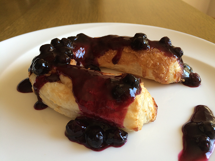 Homemade Blueberry Sauce on a Cheese Bagel